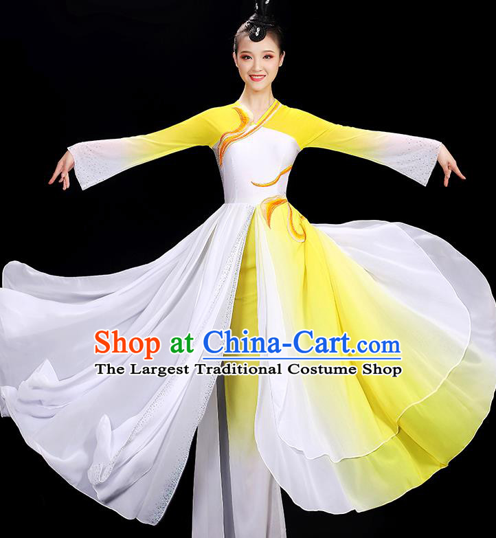 Chinese Yangko Dance Yellow Outfit Folk Dance Clothing Women Dancing Competition Fashion Fan Dance Show Costume