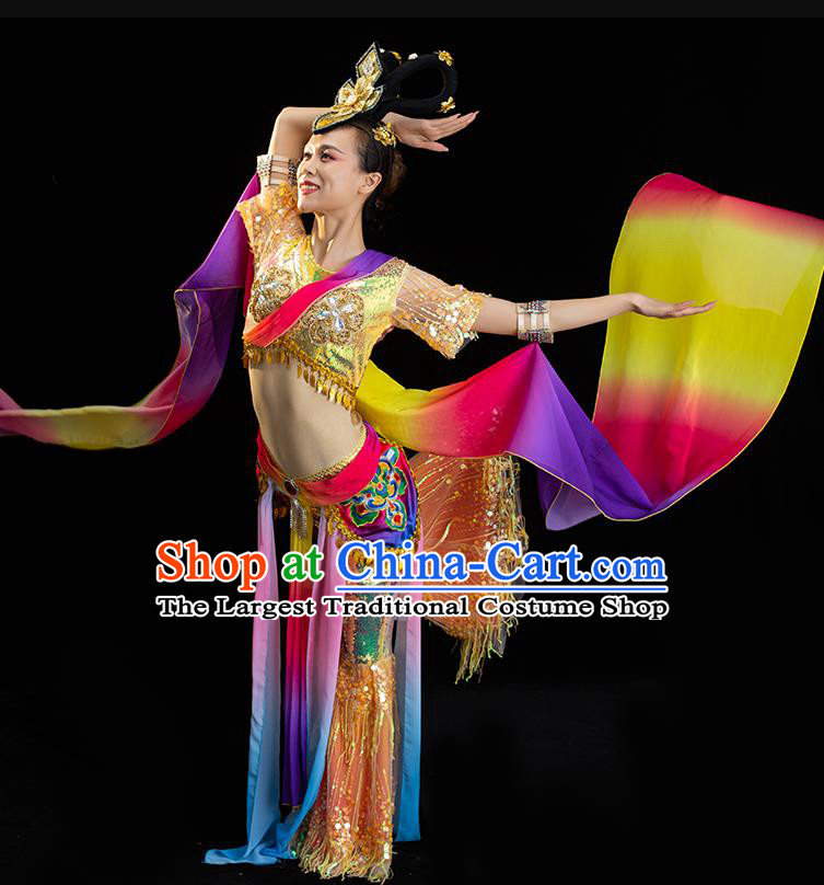 China Classical Dance Clothing Dunhuang Flying Apsaras Dress Women Group Show Costume