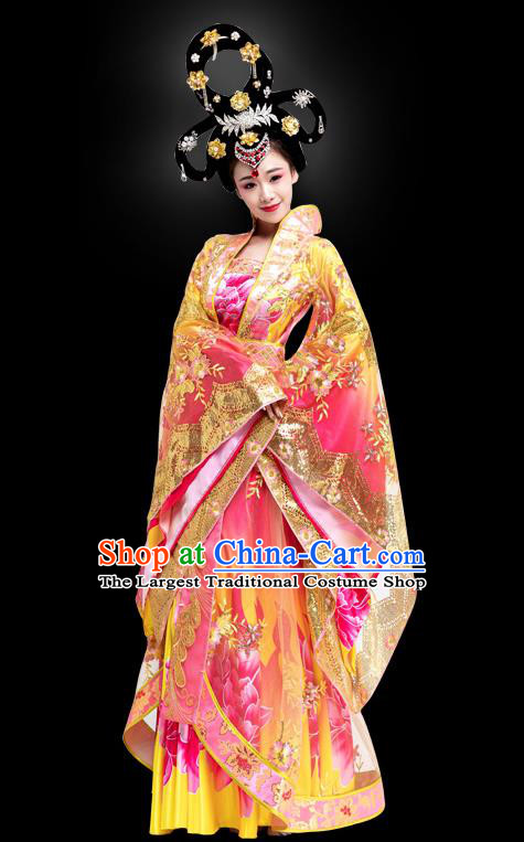China Ancient Empress Clothing Woman Stage Show Costume Tang Dynasty Queen Wu Zetian Costume