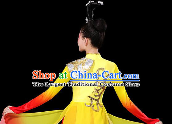 China Umbrella Dance Clothing Women Group Stage Performance Yellow Outfit Yangko Dance Costume