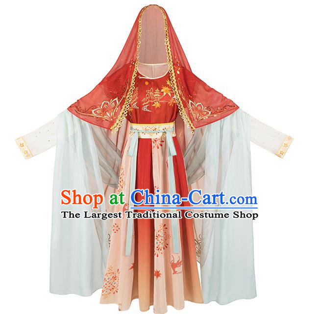 China Ancient Dunhuang Princess Embroidered Clothing Hanfu Dress Tang Dynasty Princess Costumes