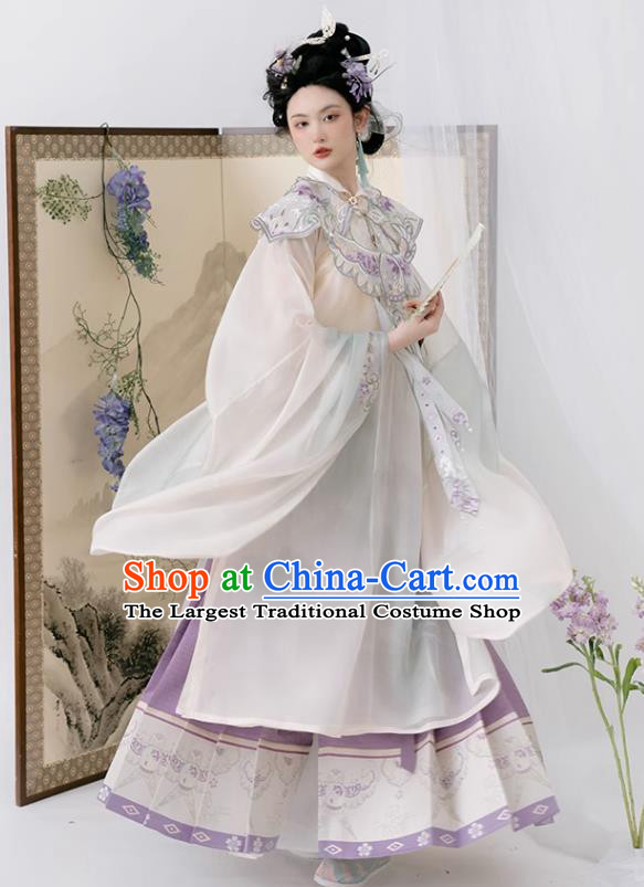 China Ming Dynasty Court Woman Costumes Ancient Noble Countess Embroidered Clothing Hanfu Dresses Complete Set