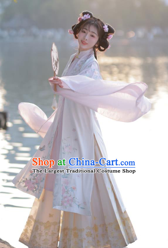 China Ming Dynasty Embroidered Clothing Traditional Female Hanfu Dress Ancient Noble Lady Costumes Complete Set