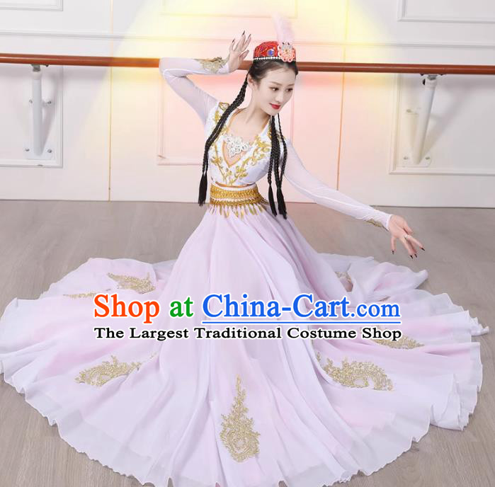 Chinese Xinjiang Dance Pink Dress Women Group Dance Clothing Uyghur Nationality Dance Costume Ethnic Fashion