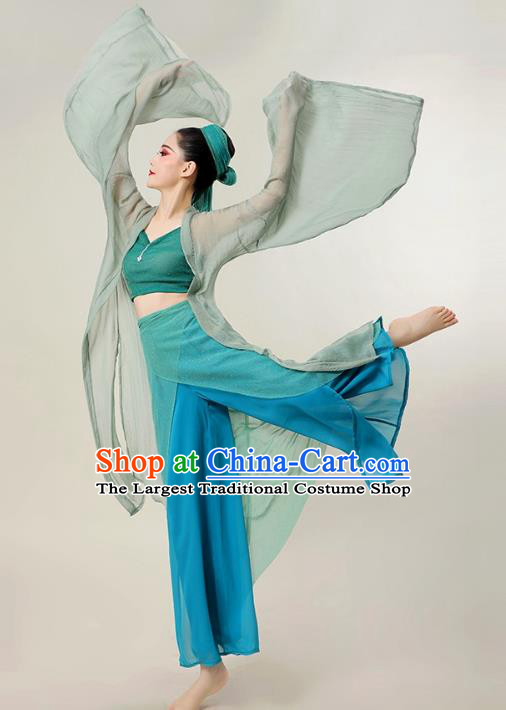 China Classical Dance Costume Legend of the White Snake Xiao Qing Fashion Fan Dance Green Outfit Woman Solo Dance Clothing