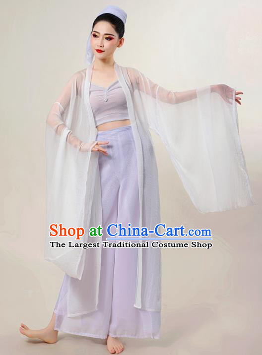 China Woman Solo Dance Clothing Classical Dance Costume Legend of the White Snake Bai Suzhen Fashion Fan Dance White Outfit