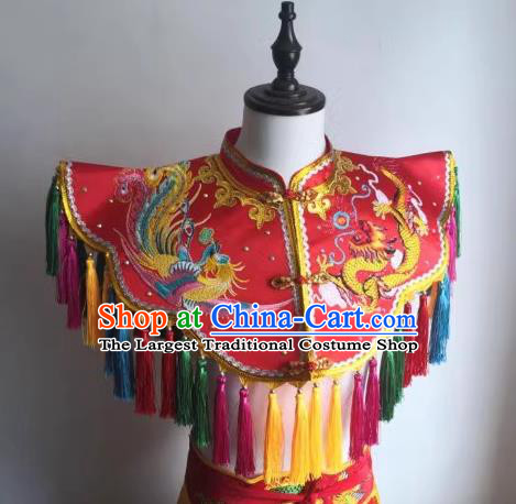 China Yunjian Cloud Shoulder Nuo Opera Er Lang God Clothing Embroidered Red Cappa Fiesta Parade Costume