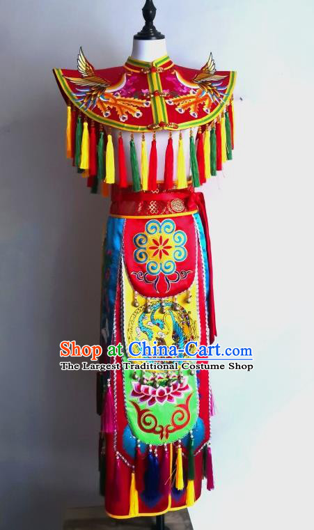 China Embroidered Folk Dance Garments Fiesta Parade Master Costumes Nuo Opera Er Lang God Clothing