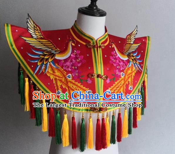 China Fiesta Parade Master Tippet Costume Nuo Opera God Clothing Embroidered Red Cappa