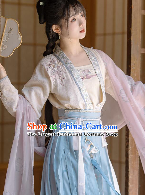 China Ancient Young Woman Garment Costumes Traditional Hanfu Shirt and Skirt Song Dynasty Female Clothing