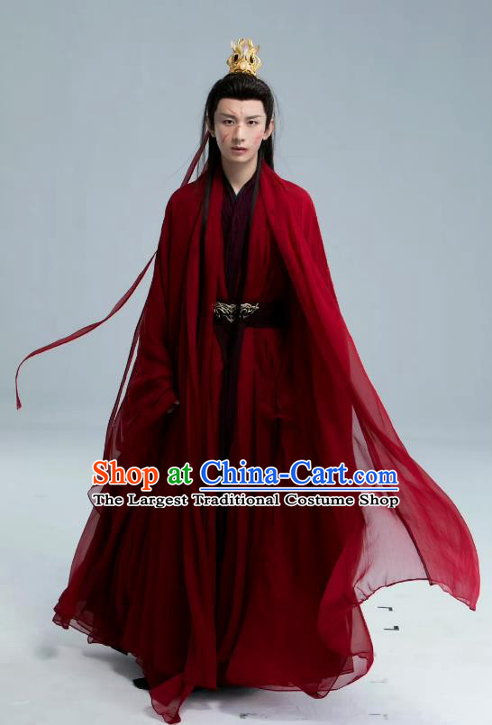 China Ancient Swordsman Red Costumes TV Series Lord Clothing Immortal Samsara Ying Yuan Garments