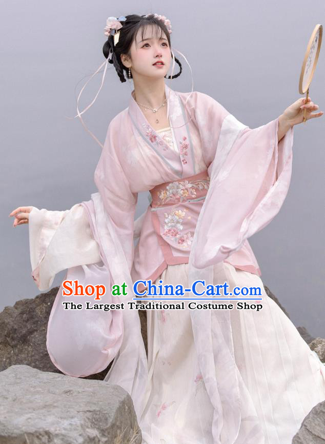 China Northern and Southern Dynasties Court Woman Costumes Traditional Pink Hanfu Dresses Ancient Royal Princess Clothing