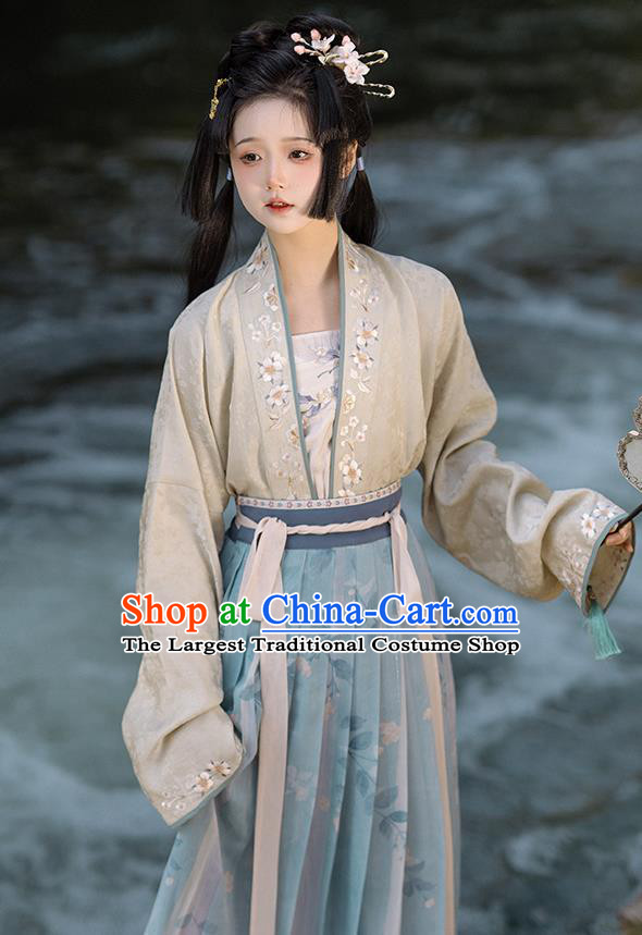 China Song Dynasty Noble Woman Costumes Traditional Embroidered Hanfu Dresses Ancient Royal Princess Clothing