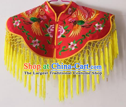 Chinese Sacrifice Dancing Clothing Witchcraft Performance Red Cappa Folk Dance Goddess Embroidered Tippet
