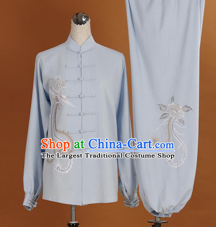 Chinese Martial Arts Competition Clothing Tai Chi Tournament Uniform Kongfu Clothes Taijiquan Performance Blue Outfit