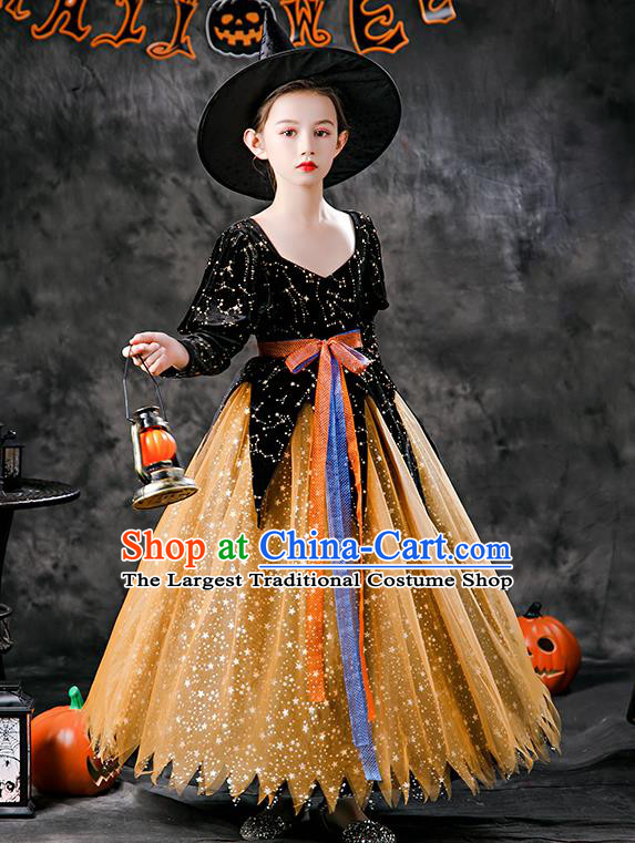 Halloween Girl Stage Show Costume Cosplay Witch Fashion Kid Performance Dress Children Day Clothing