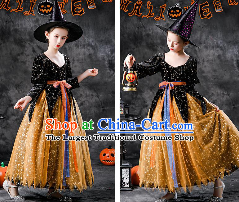 Halloween Girl Stage Show Costume Cosplay Witch Fashion Kid Performance Dress Children Day Clothing
