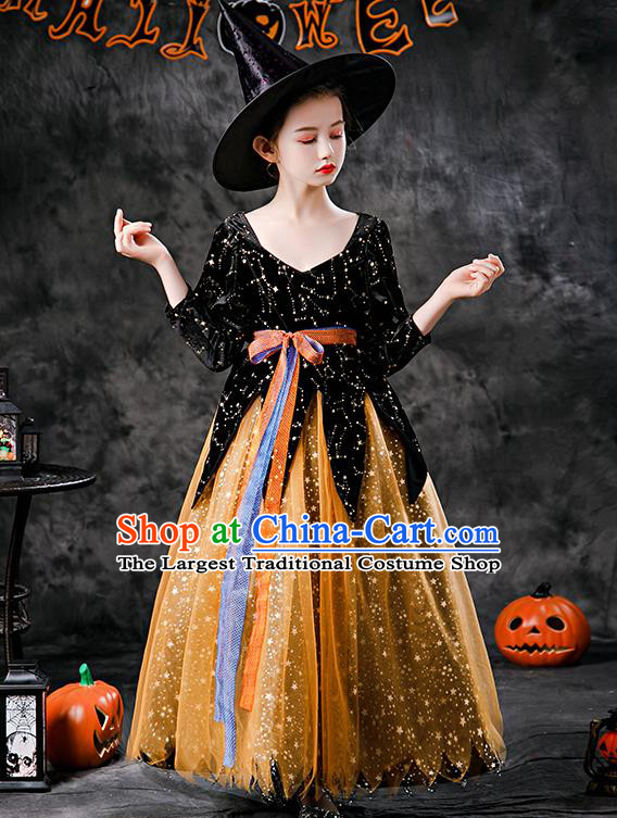 Halloween Girl Stage Show Costume Cosplay Witch Fashion Kid Performance Dress Children Day Clothing