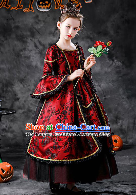 Halloween Queen Clothing Girl Stage Show Costume Cosplay Witch Fashion Kid Performance Dress