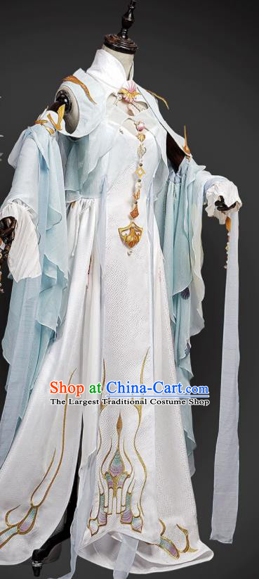 Jian Xia Qing Yuan NPC Goddess Clothing Ancient Swordswoman Costumes Cosplay Penglai Princess Dress