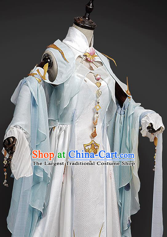 Jian Xia Qing Yuan NPC Goddess Clothing Ancient Swordswoman Costumes Cosplay Penglai Princess Dress