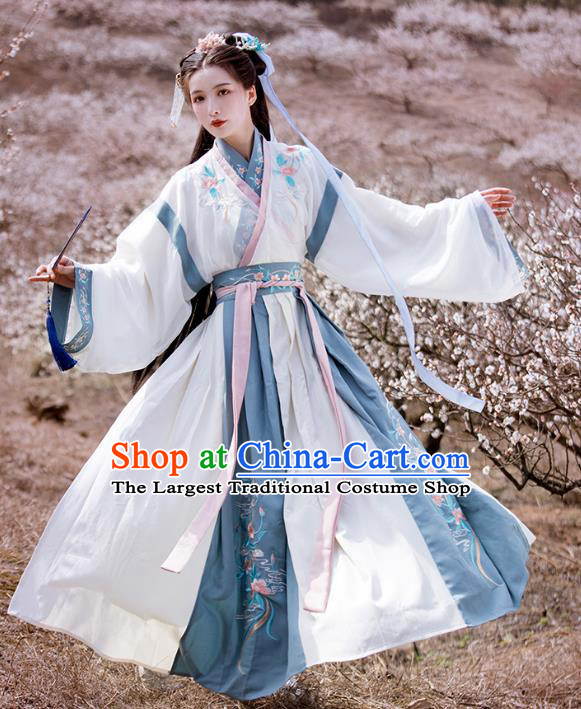 China Jin Dynasty Female Costumes Ancient Swordswoman Clothing Traditional Costumes Hanfu Dresses