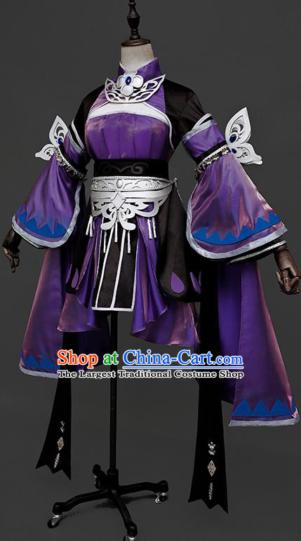 Cosplay Five Deadly Venoms Lady Garments Jian Xia Qing Yuan Ethnic Witch Clothing Ancient Swordswoman Costumes and Headdress