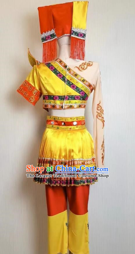March Three Ethnic Minority Dance Costumes Hydrangea Round Dance Costumes Zhuang Dance Stage Performance Costumes