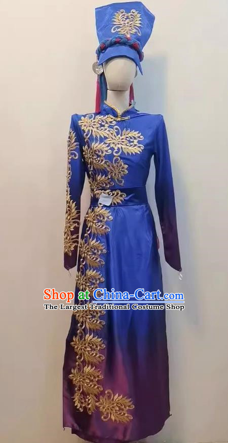 Qiang Nationality Adult Women Costumes Minority Performance Costumes Custom Dance Costumes