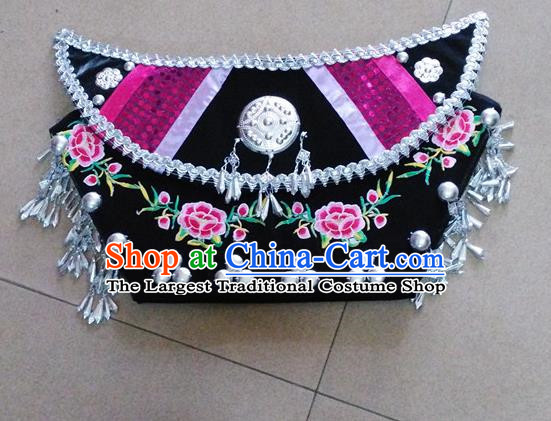 Handmade Zhuang Black With Silver Lace Hat
