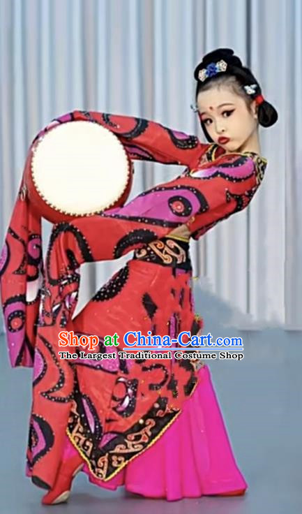 Han And Tang Dance Chu You Performance Costumes Children Chinese Style Classical National Red Water Sleeves Children Performance Costumes