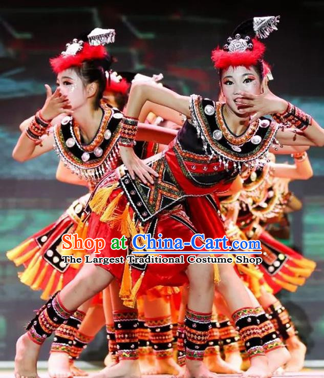 Children Dance Performance Costumes Girls Miao Zhuang Yao Minority Performance Costumes