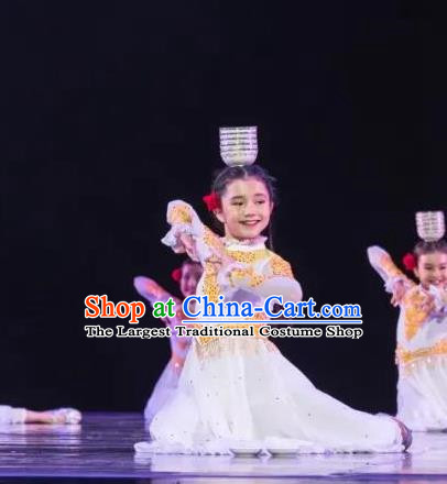 Top Bowl Dance Children Performance Costume Xinjiang Uyghur Ethnic Dance Performance Costume Female