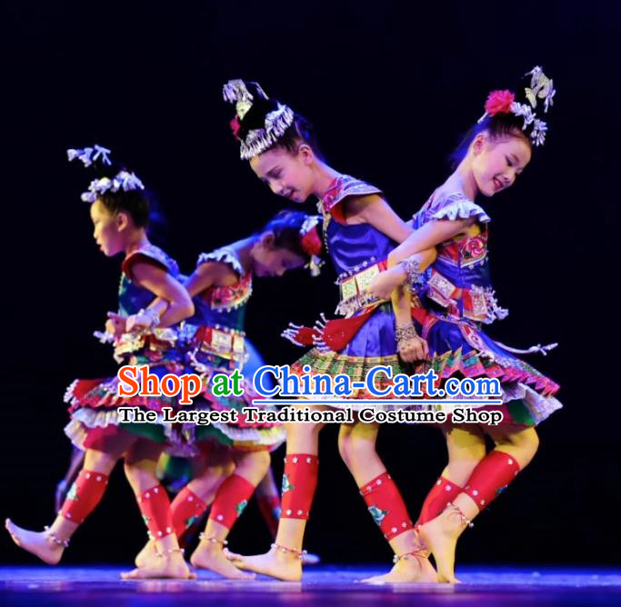 Dance Performance Costumes Children Miao And Dong Minority Dance Performance Costumes