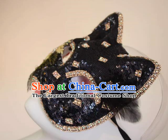 Chinese Style Embroidery Golden Feather Mask Masquerade Singing Halloween Face Makeup