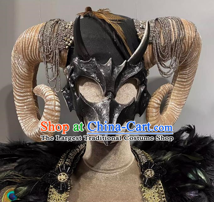 Horn Cosplay Headgear Show Halloween Carnival Dark Demon Horn Mask Party