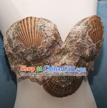 Ocean Wind Mermaid Princess Scallop Bra Natural Shell Bra Pearl Shark Costume