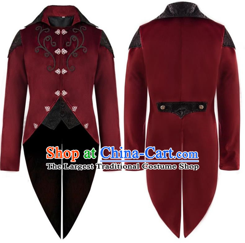 Medieval Retro Dark Tuxedo Dark Gothic Castle Earl Jacket Gentleman Stage Performance Suede Dress