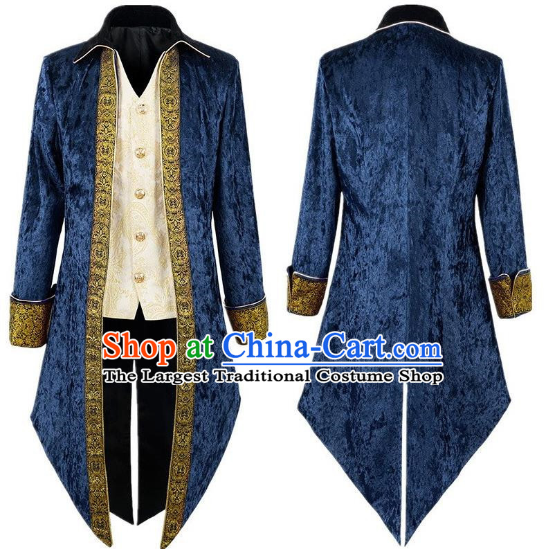 Medieval Velvet Tuxedo Long-Sleeved Ornate Embroidered Court Men Dress European And American Stage Play Costume Large Size