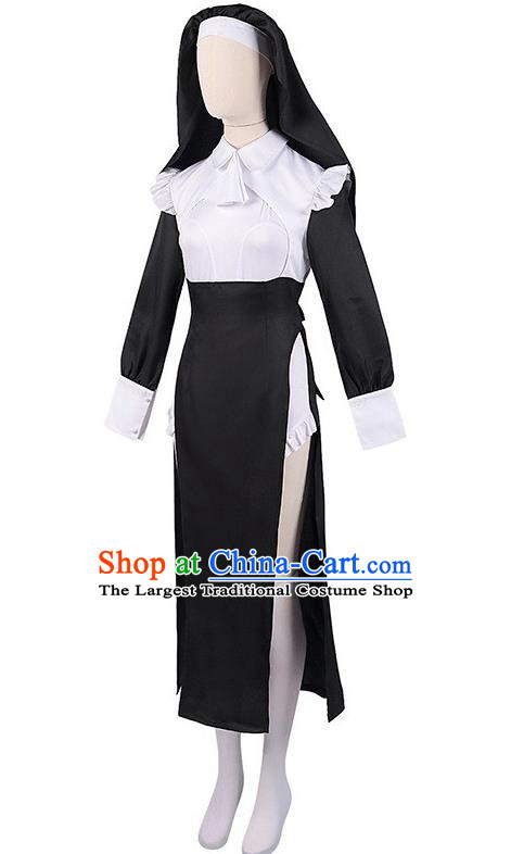 Sexy Nun Costume Cosplay Crazy Monastery Dress Suit Halloween Party Props Costume