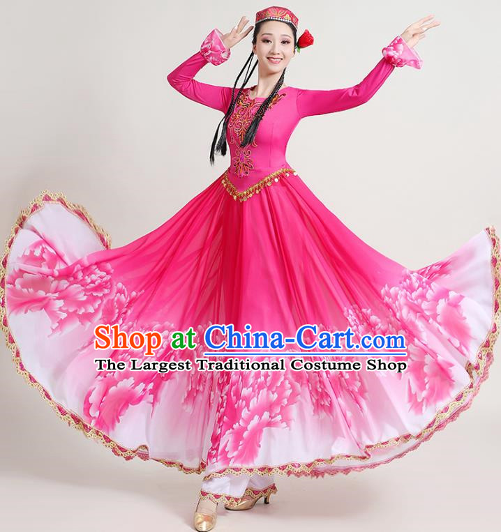 Xinjiang Dance Performance Costume New Uyghur Opening Dance Big Swing Skirt Art Test Practice Skirt Uyghur Dance Costume