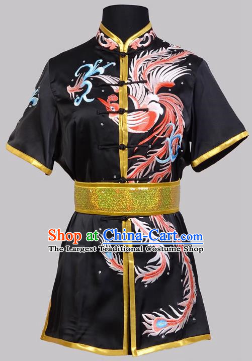 Martial Arts Nanquan Changquan Practice Children Competition Performance Colorful Clothes Embroidered Red Phoenix Black Men And Women Adults