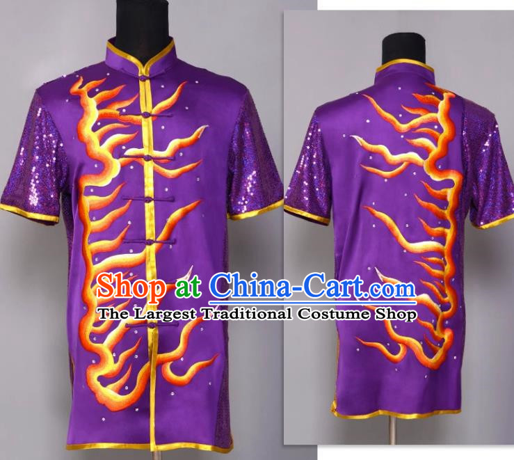 Martial Arts Clothing Embroidery Performance Clothing Flame Changquan Clothing Nanquan Clothing Practice Clothing Chinese Style