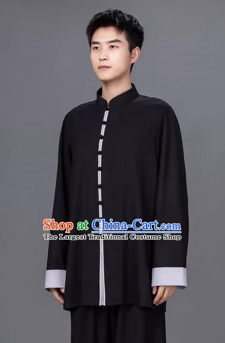 Tai Chi Clothing Pure Color Cotton Linen Practice Clothing Long Sleeved Performance Competition Suit Chinese Style Male