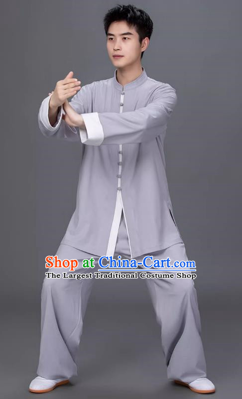 Tai Chi Clothing Cotton Linen Practice Clothing Long Sleeved Performance Clothing Tang Suit Chinese Men