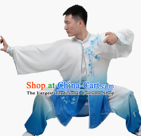 Three Piece Suit Of Tai Chi Clothing Hanmei Heralds Spring Embroidery Practice Clothing Spring And Summer Styles Gradient Transition Color Veil For Men And Women The Same Style