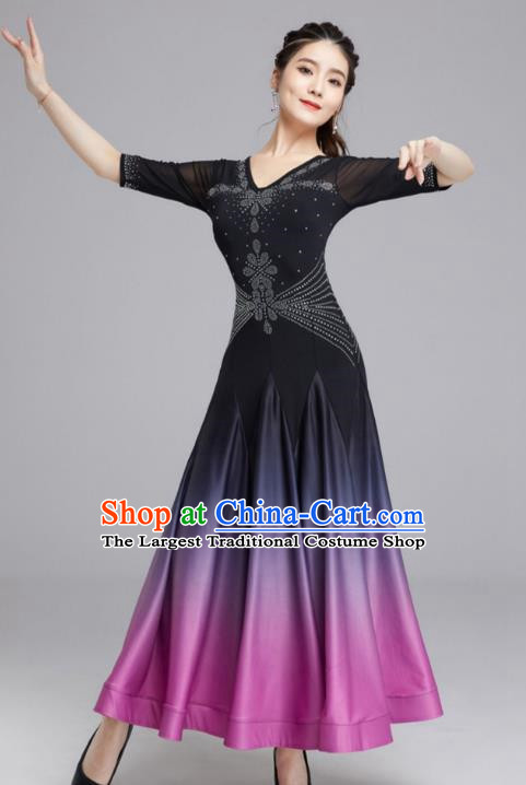 Modern Dance Skirt Female National Standard Dance Waltz Ballroom Dance Latin Dance Gradient Big Swing Dress Practice Performance