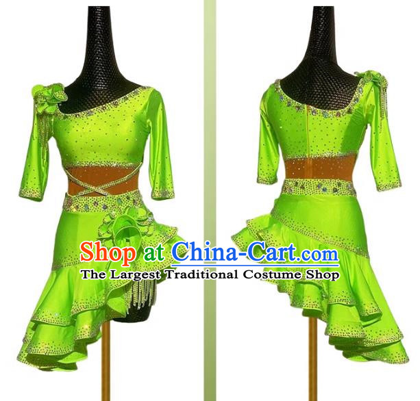 Latin Dance Performance Clothing High End Girls With Diamond Competition Flower Clothing Adult Performance Advanced Version Chacha