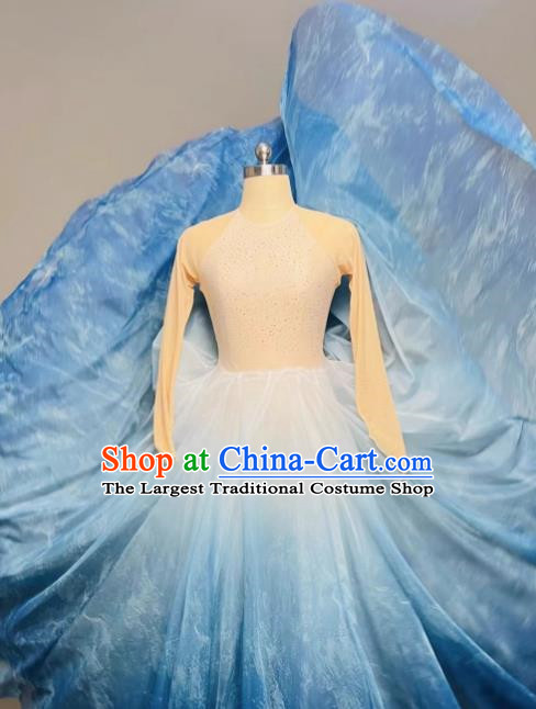 Modern Dance Clothing Slim Multi Layer Gradient Dye Long Swing Skirt