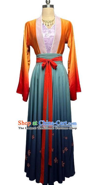 Chinese Dance Classical Dance Han And Tang Dance Large Swing One Piece Dress Group Dance Performance Clothing